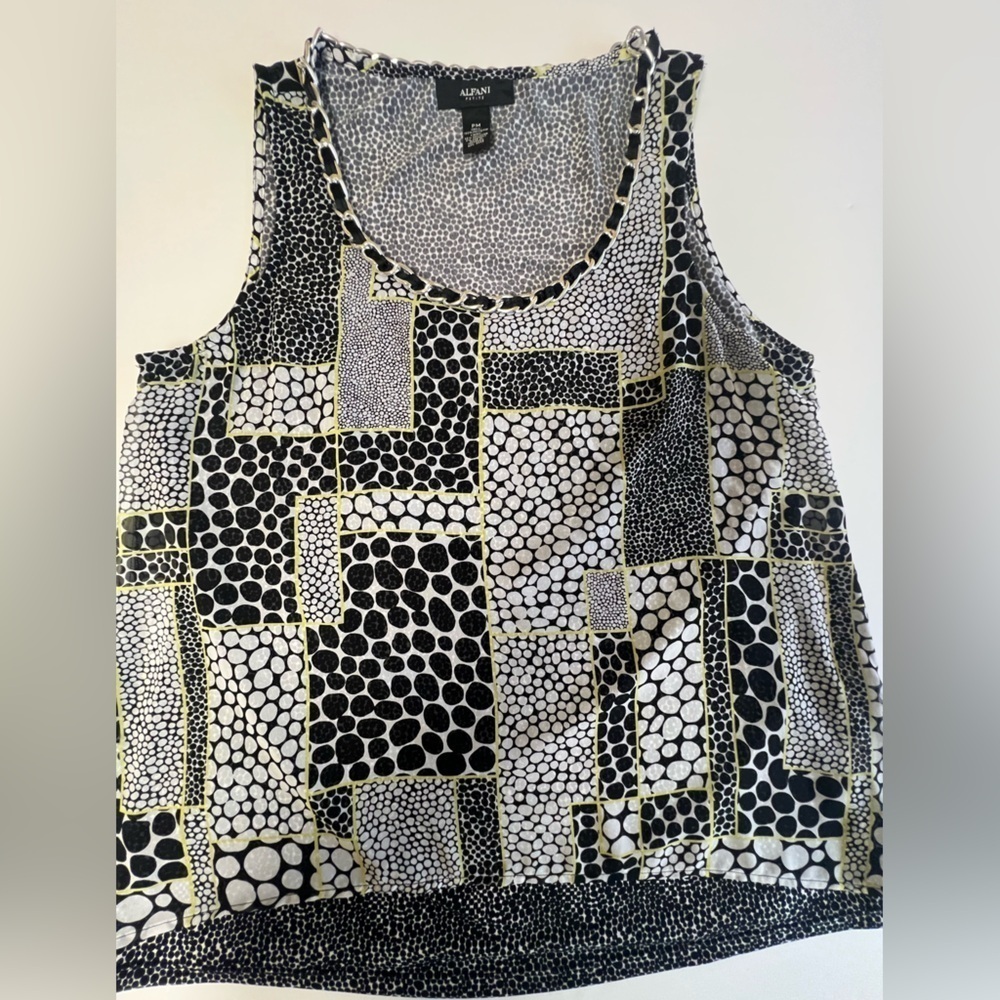 ALFANI WOMEN’S PETITE POLYESTER TANK TOP LAYERED ASYMMETRIC SILVER CHAIN. SIZE M